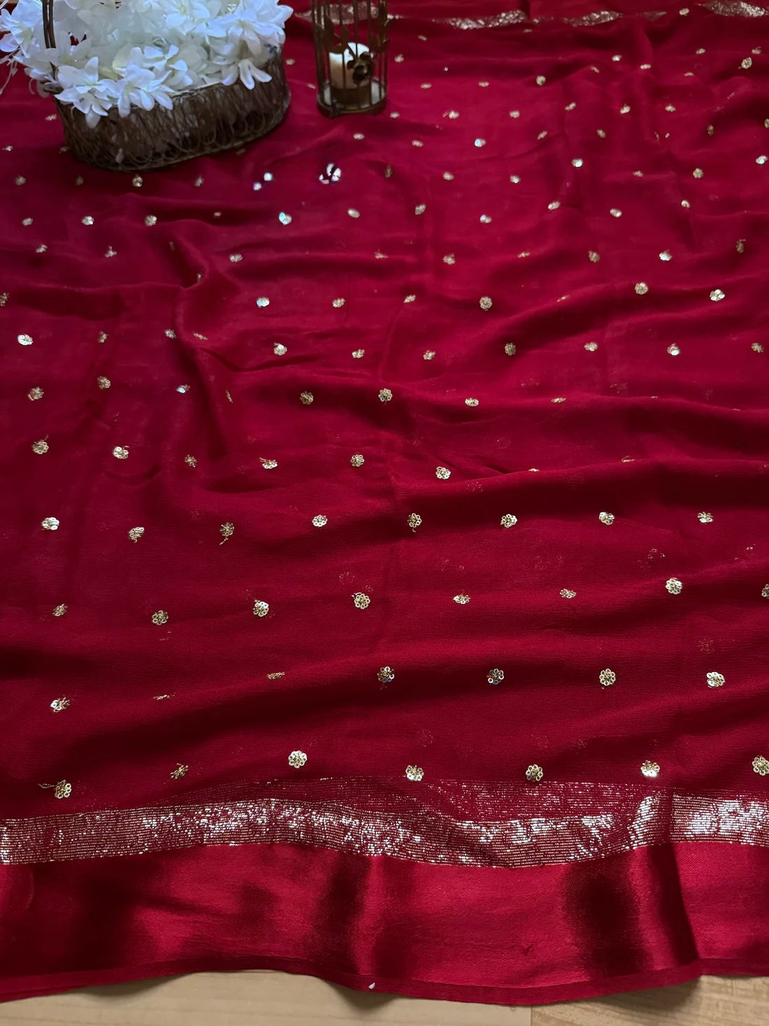 Deepika-red georgette saree