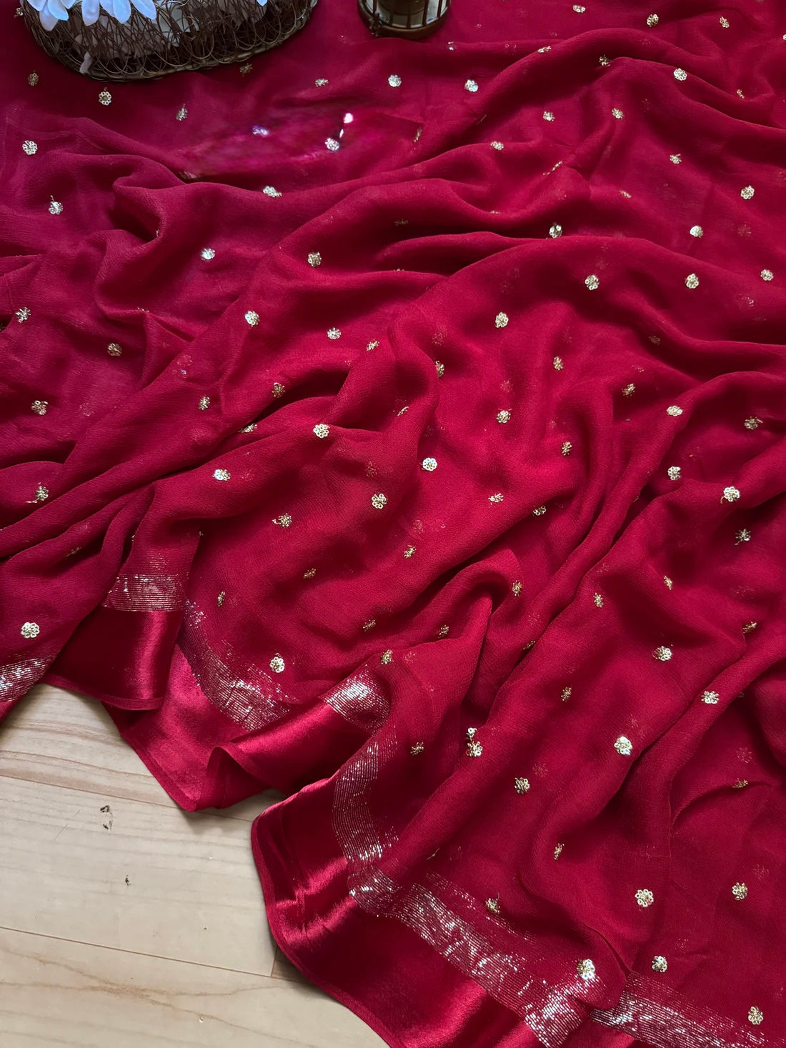 Deepika-red georgette saree