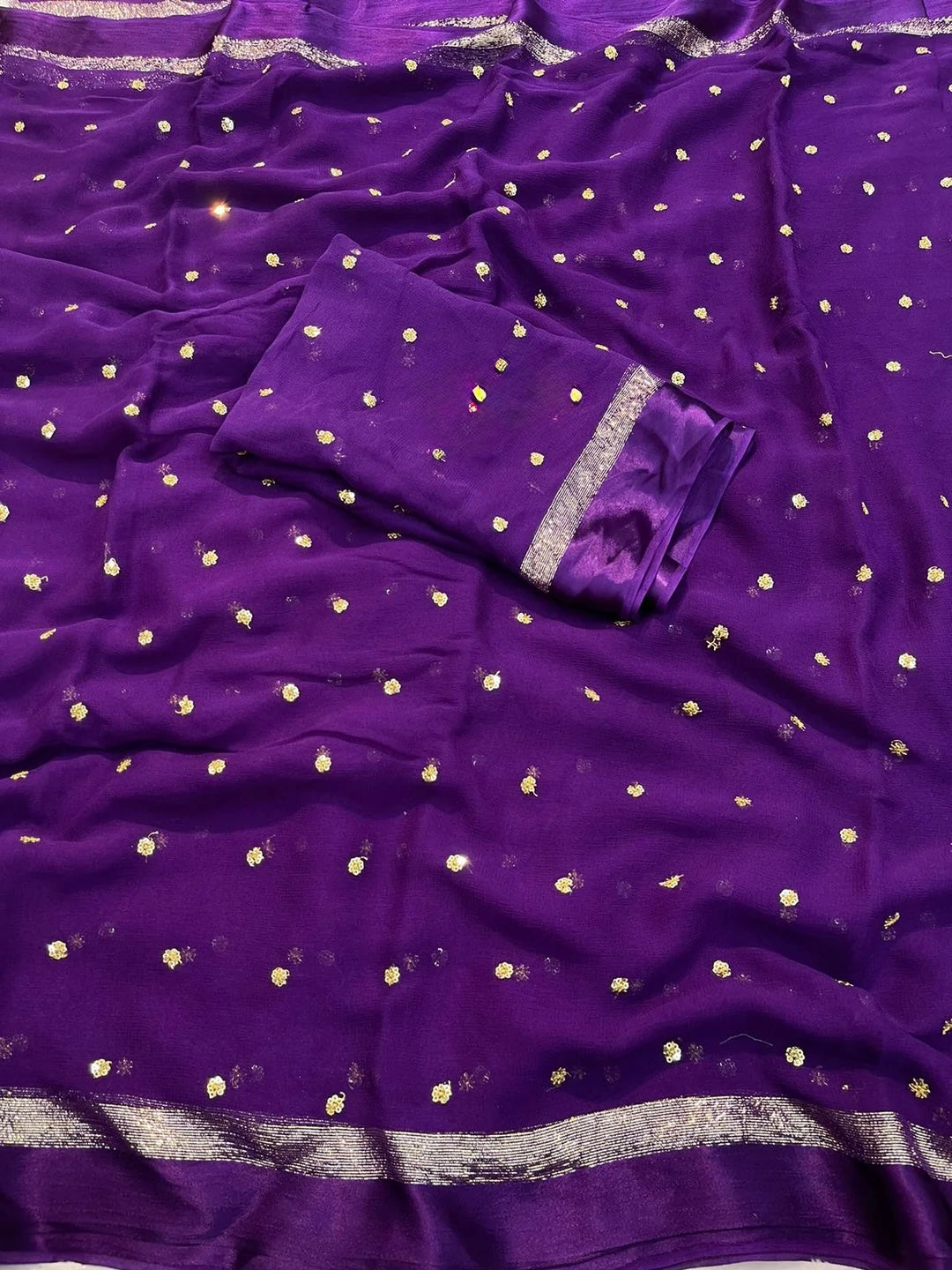 Deepika-purple pure viscose georgette saree