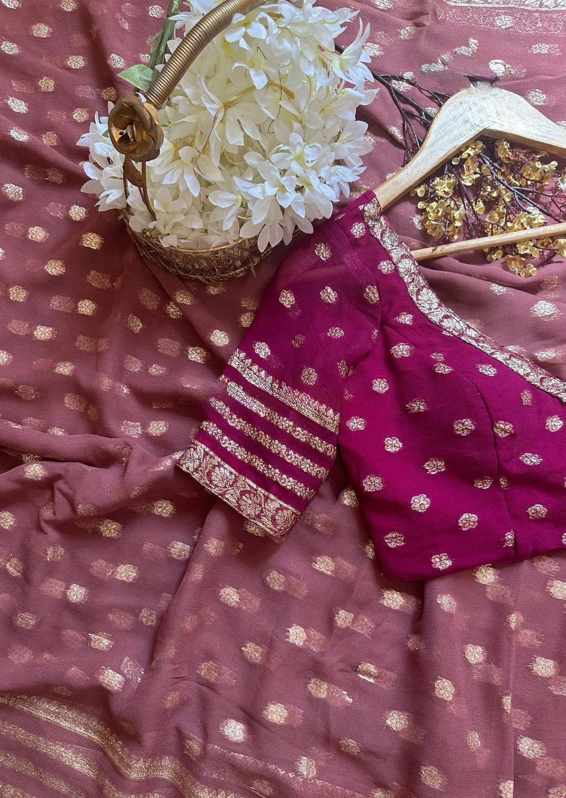 Kajol-pink viscose georgette saree