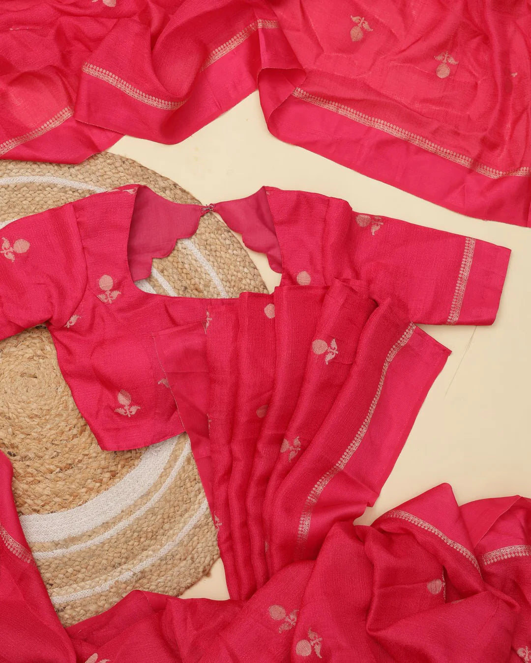 Alia-pink khadi silk saree