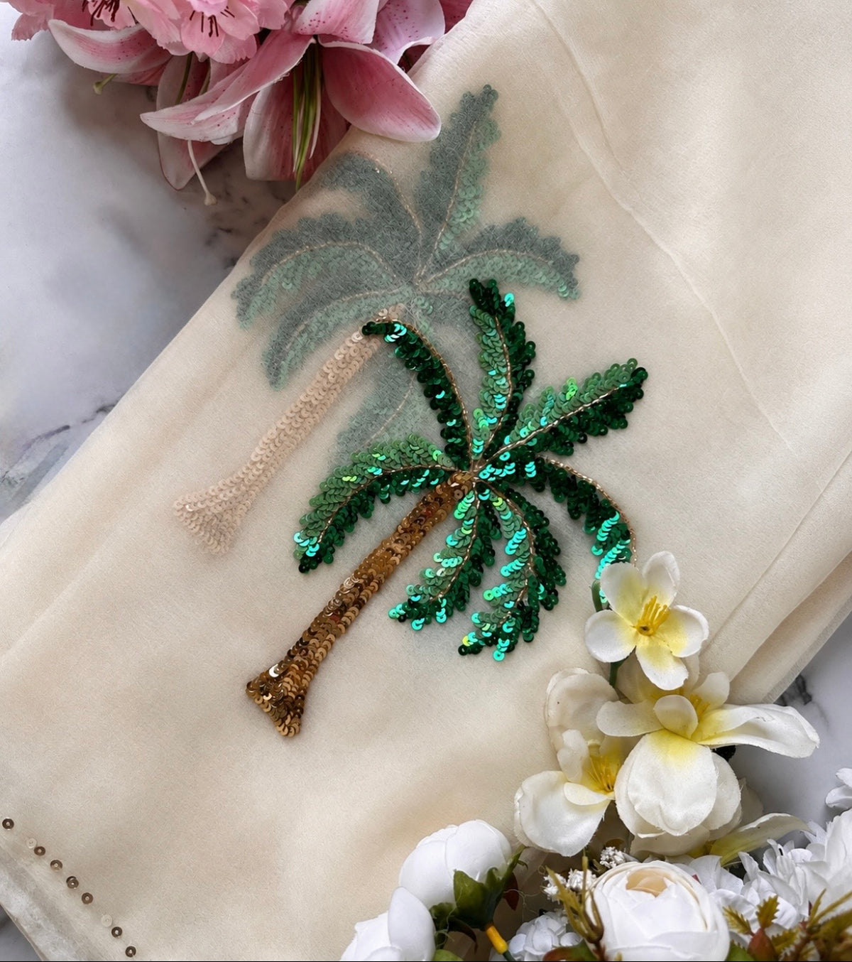 Ivory Shiffon palm tree