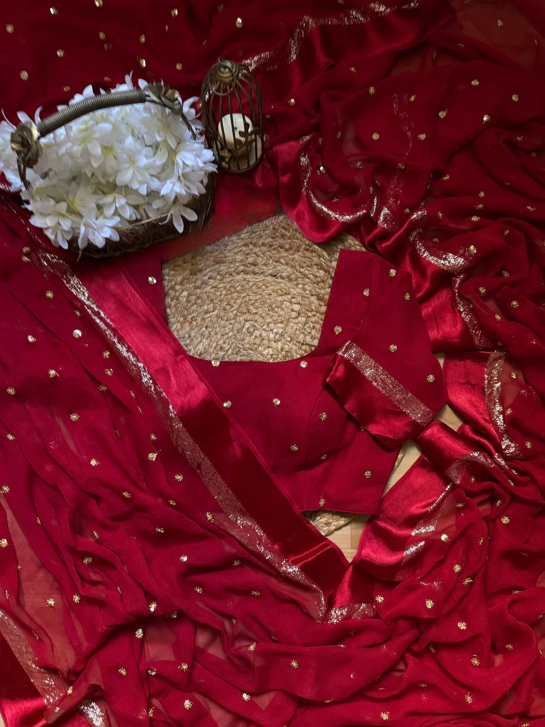 Deepika-red georgette saree