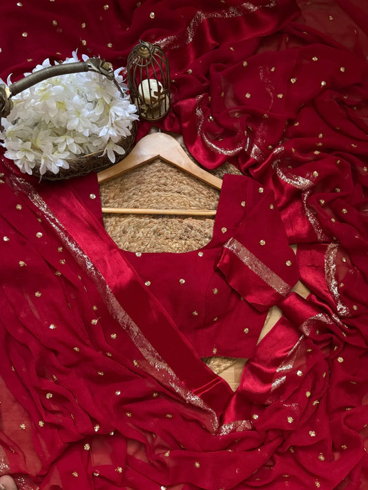 Deepika-red georgette saree