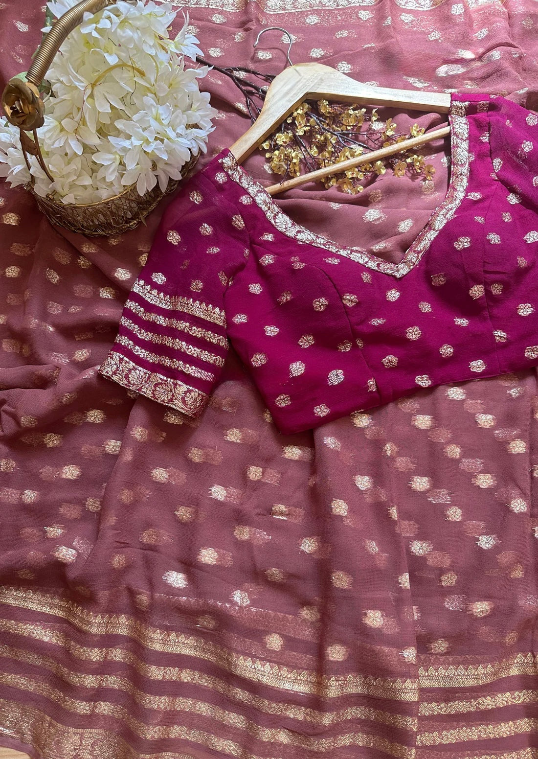 Kajol-pink viscose georgette saree