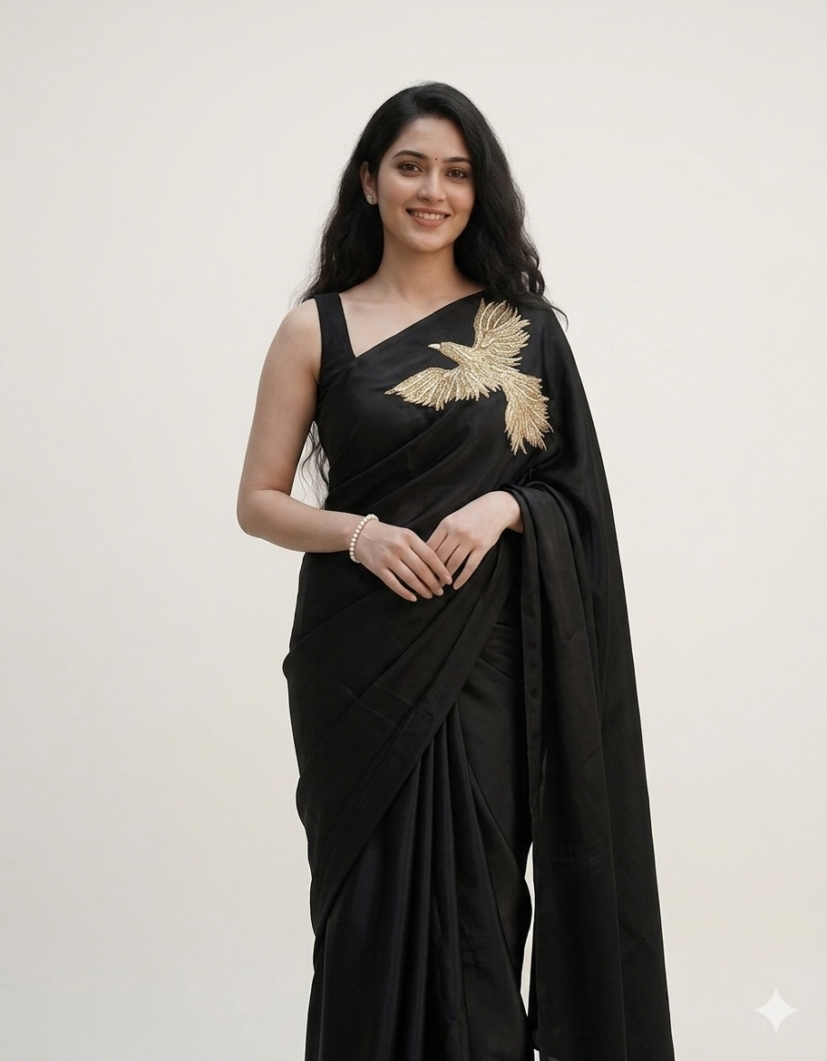 Bird design pure crepe saree