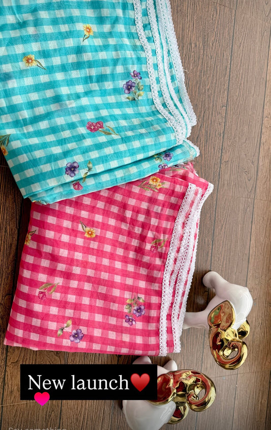 Premium Mul Chanderi checks saree