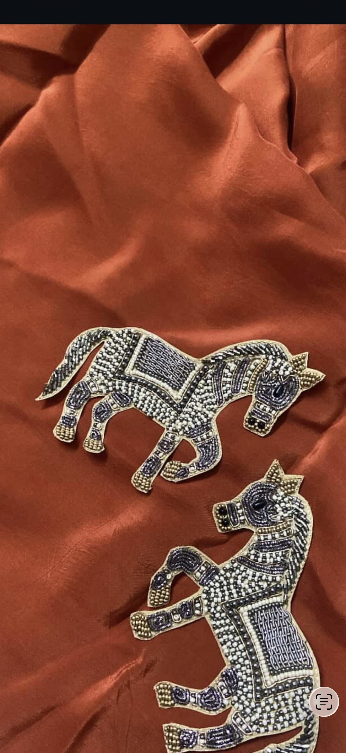 Pure rust orange horse crepe saree