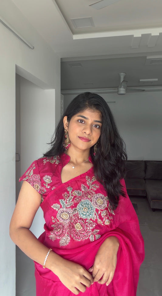 Navi Pink Petal Saree