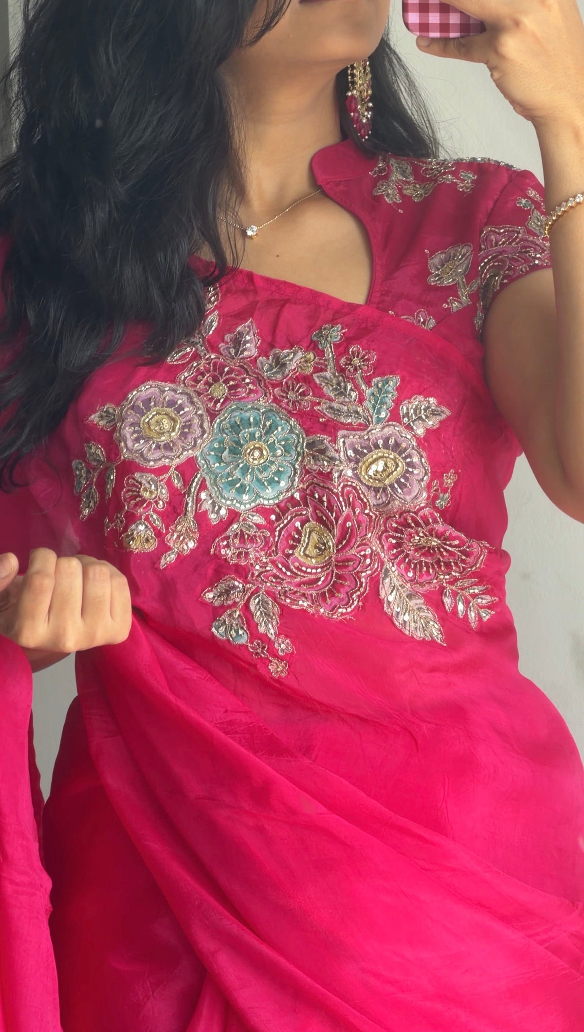 Navi Pink Petal Saree