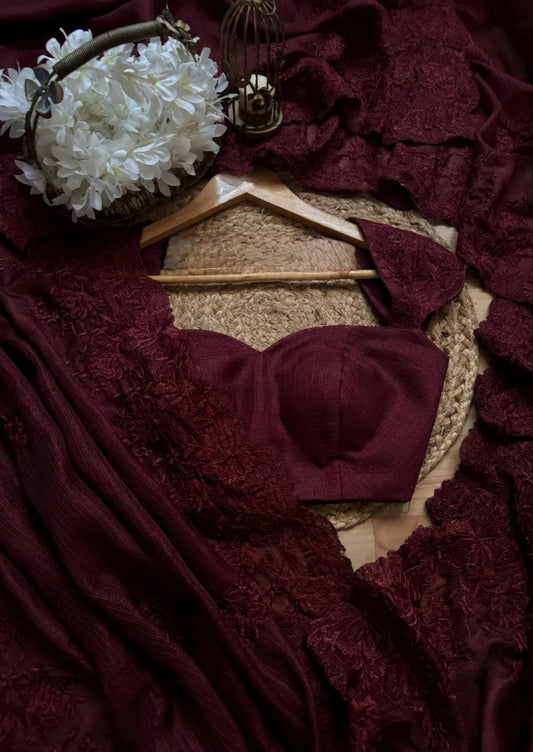 Burgandy beauty(Embroidered saree)